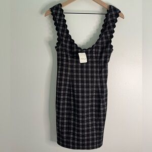 Free People Black and White Plaid Mini Dress